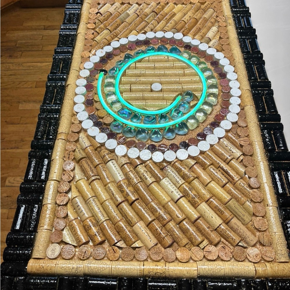 Unique Cork Wall Art with Neon Accent